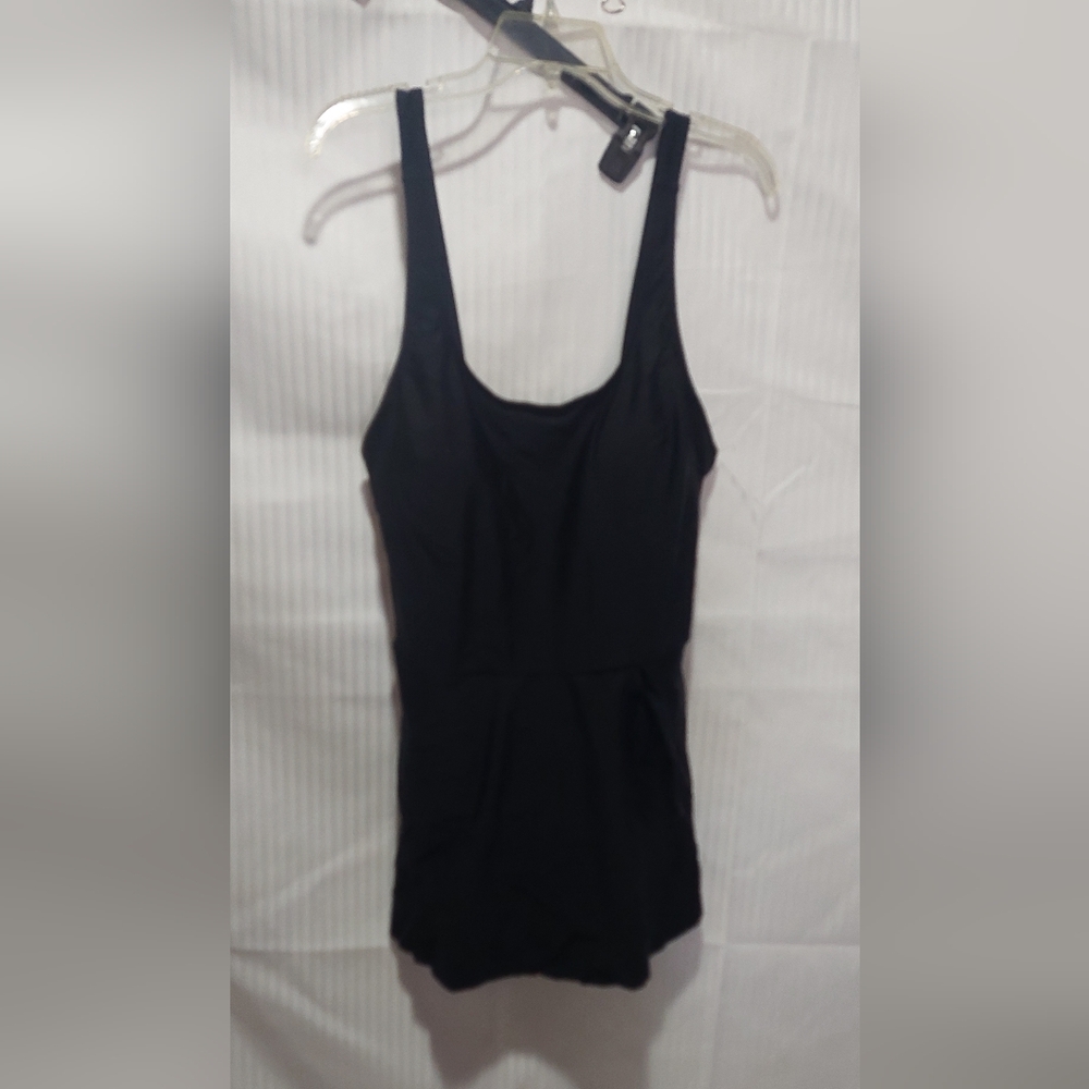 NEW Size Large Black One Piece Skirted Swimsuit